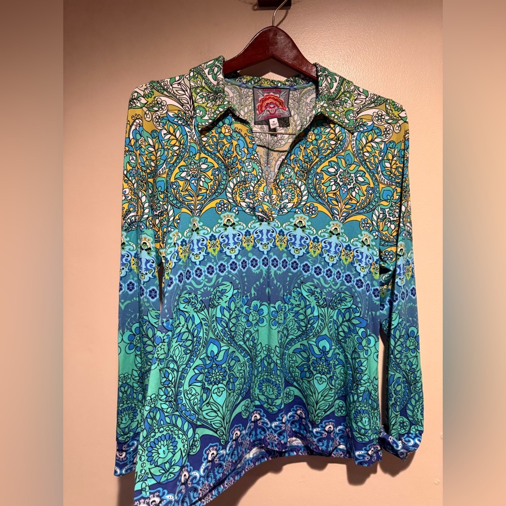 Johnny Was THE JANIE FAVORITE SEAMED COLLARED TEE Size US Medium - Picture 10 of 10